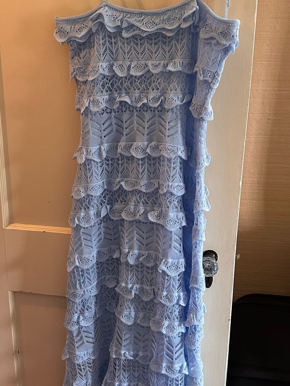NWT Zara Light Blue Crochet Maxi Dress - Picture 3 of 4